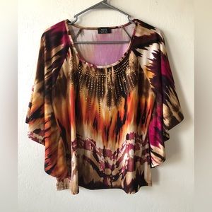 SHANNON FORD NEW YORK Womens Dolman Sleeve Top Size Medium Embellished Front
